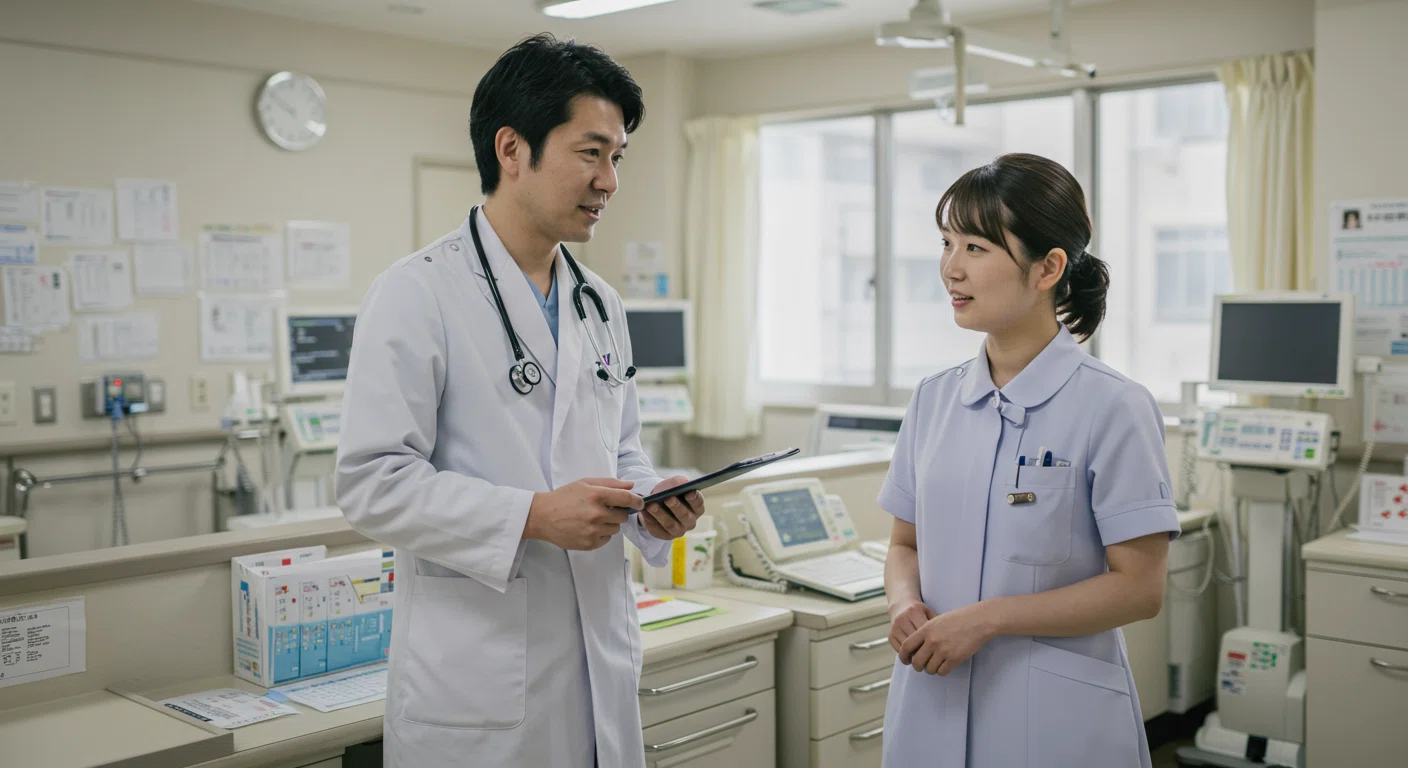 病院で定期的に勤務する非常勤医師の様子