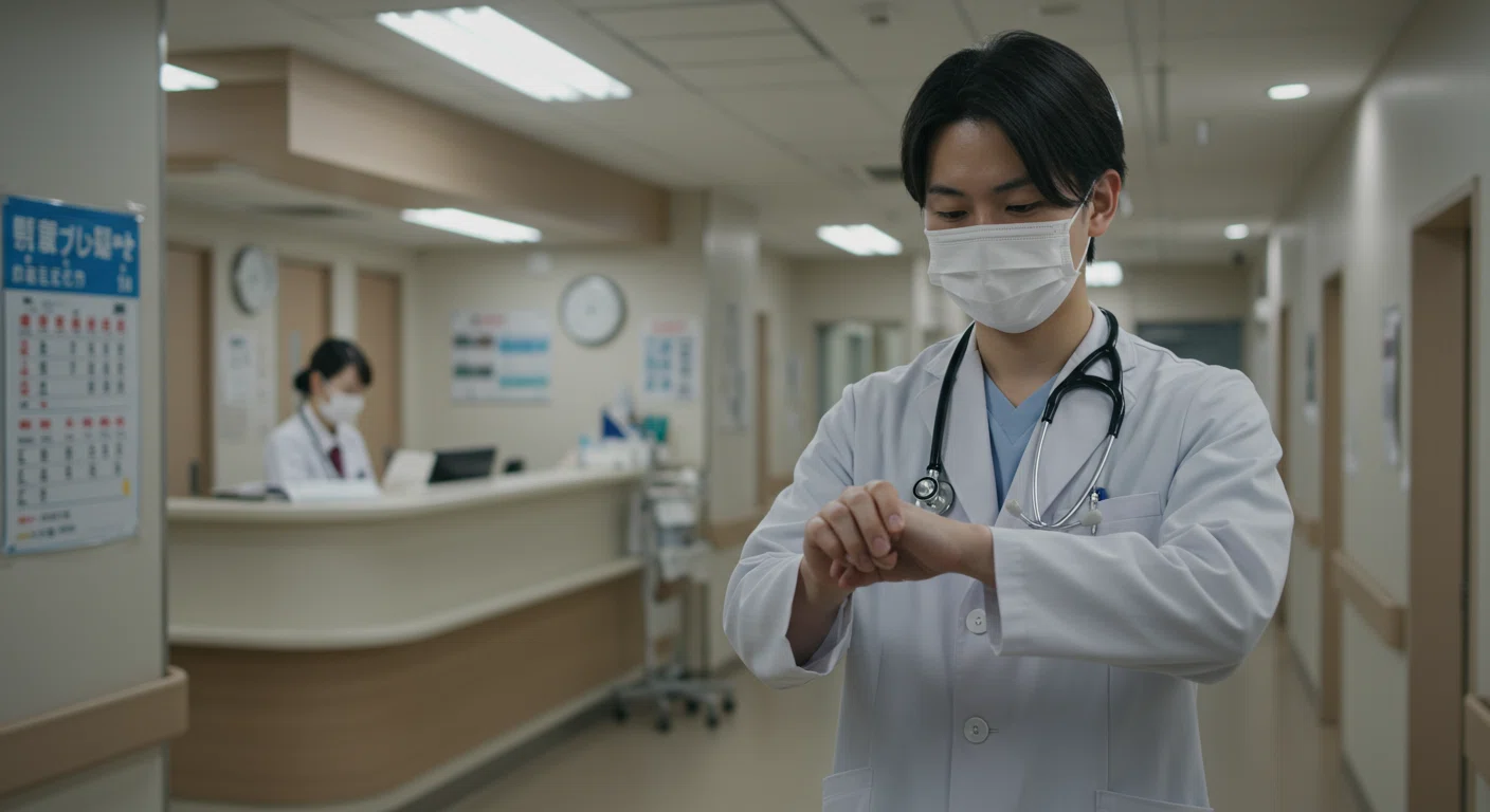 タイムカードを押す医師