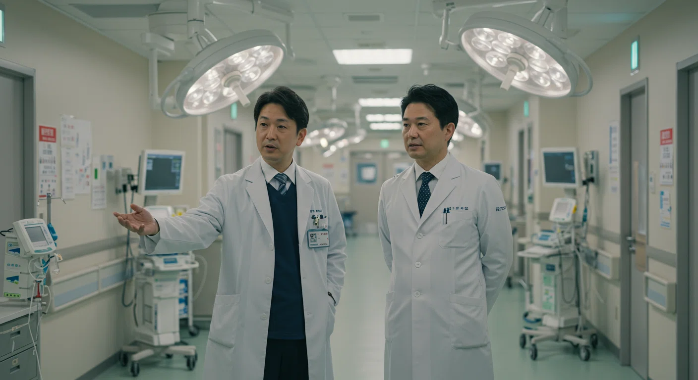 医師が病院見学をしている様子