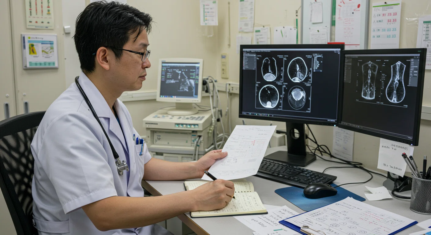 症例報告を準備する医師