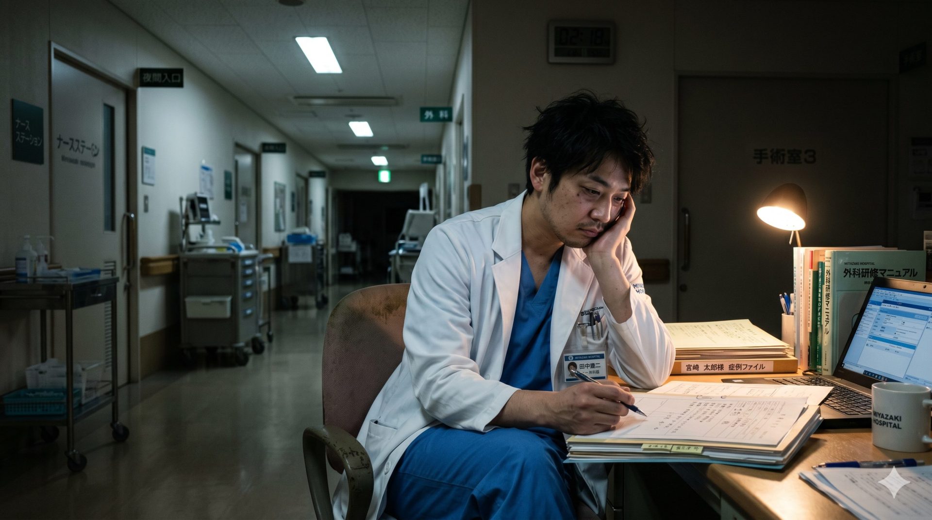 激務なのに給料が割に合わないと感じる外科医のイメージ