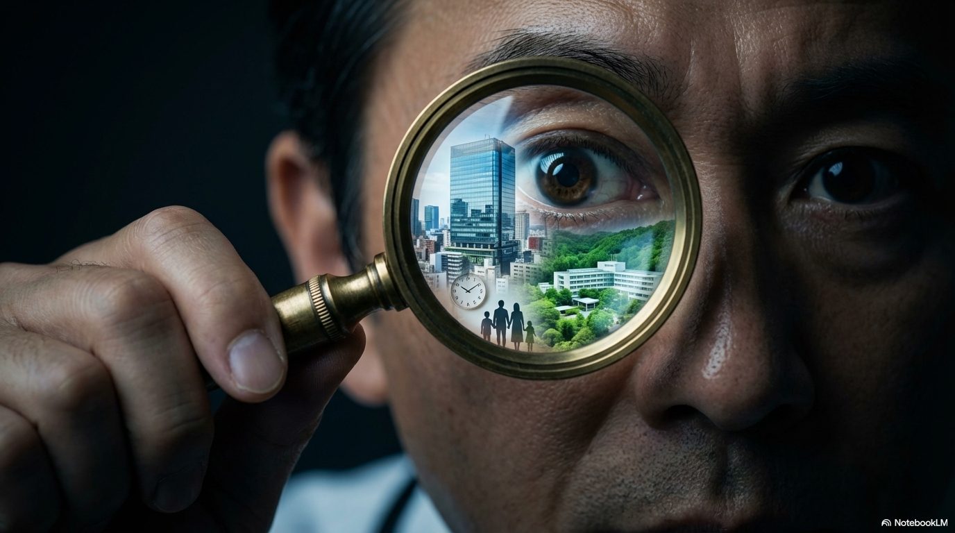 重厚な書斎のデスクで、5通の黒い封筒を手に持ち、野心的な笑みを浮かべるスーツの男性。