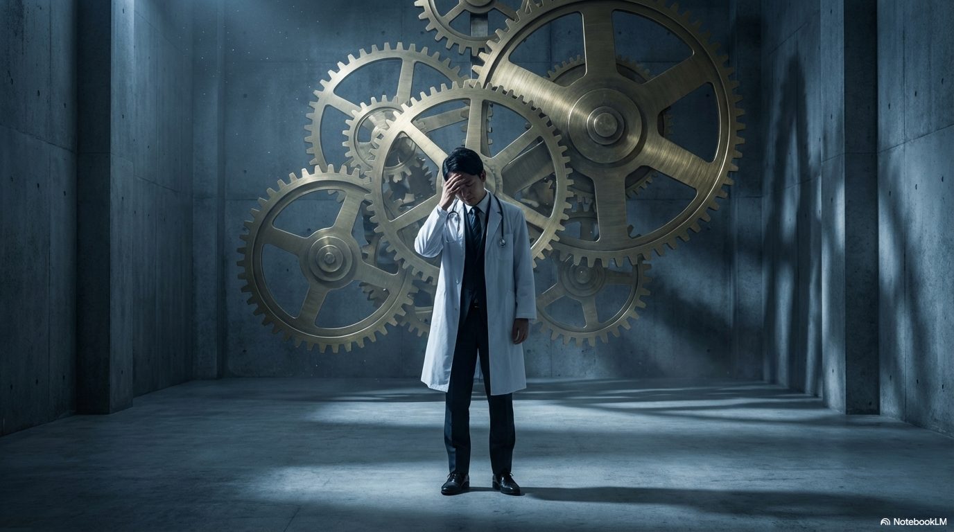 円、心臓、建物のアイコンが描かれた4つの光るパズルピースを、協力して繋ぎ合わせる二人の手。