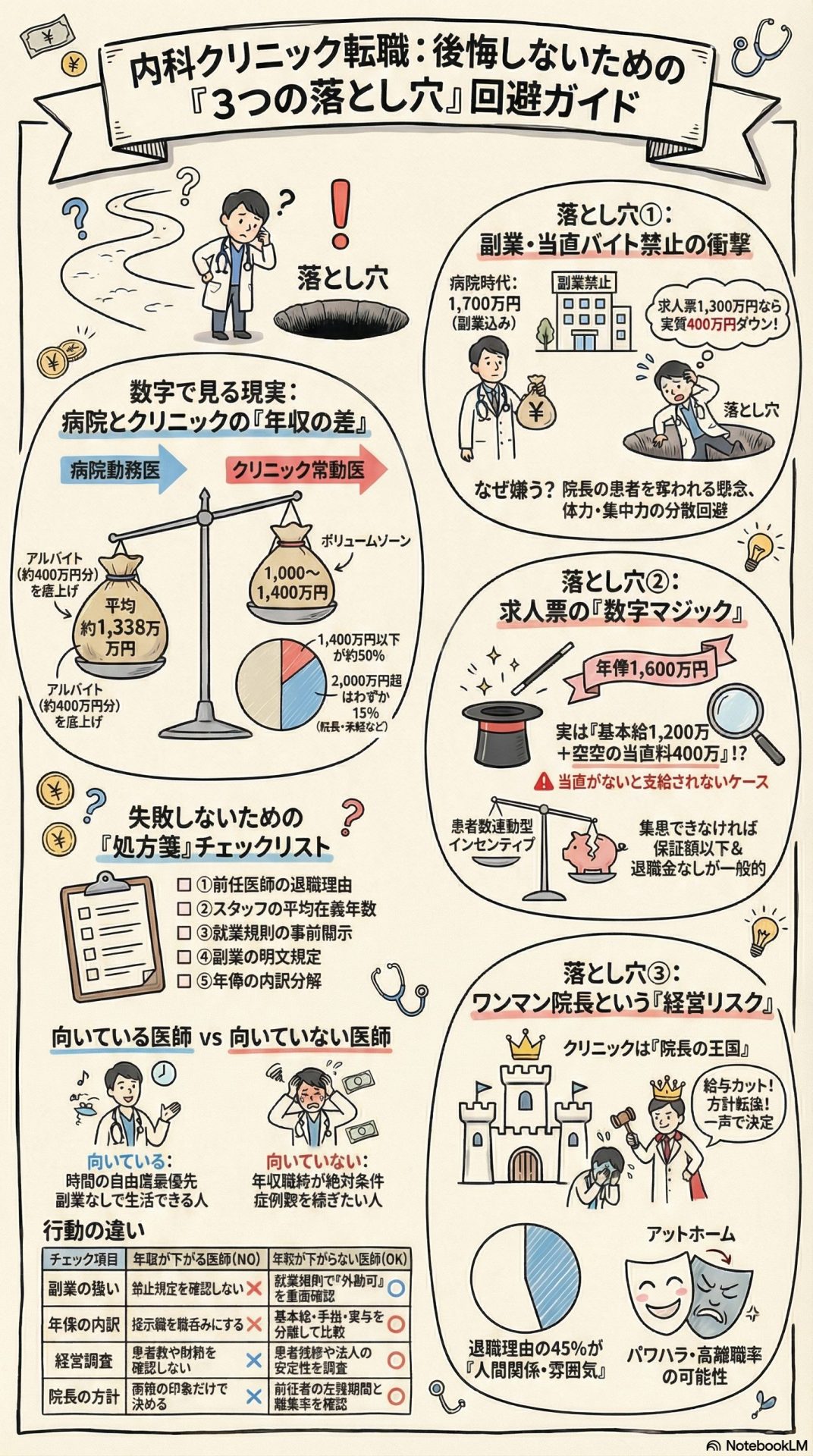内科クリニック転職で年収が下がる医師の3つの落とし穴