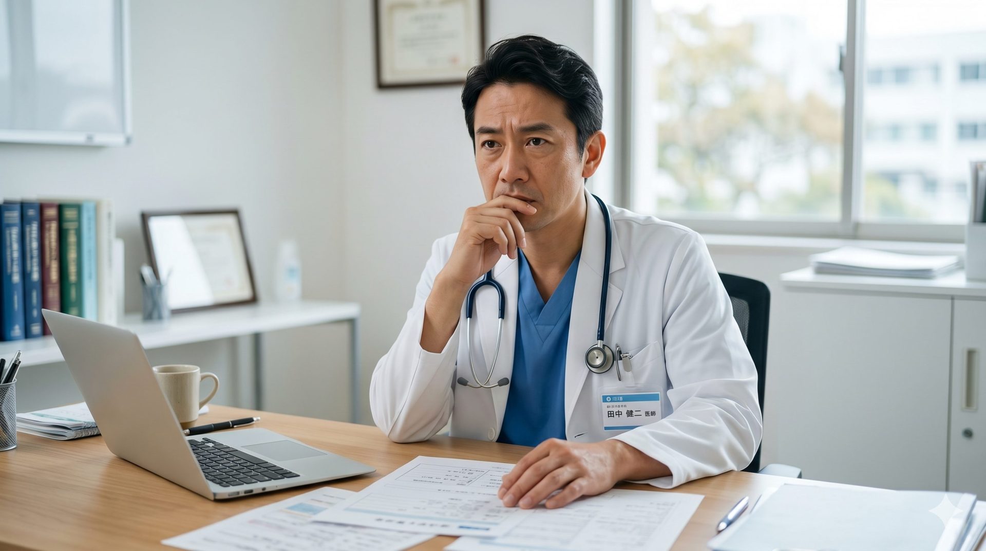 フリーランス外科医のリスクと注意点を考える医師のイメージ