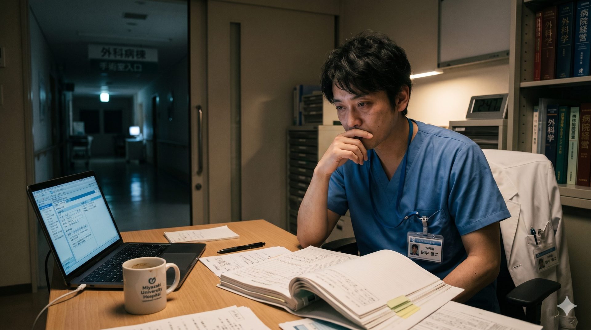 激務なのに給料が割に合わないと感じる外科医のイメージ 