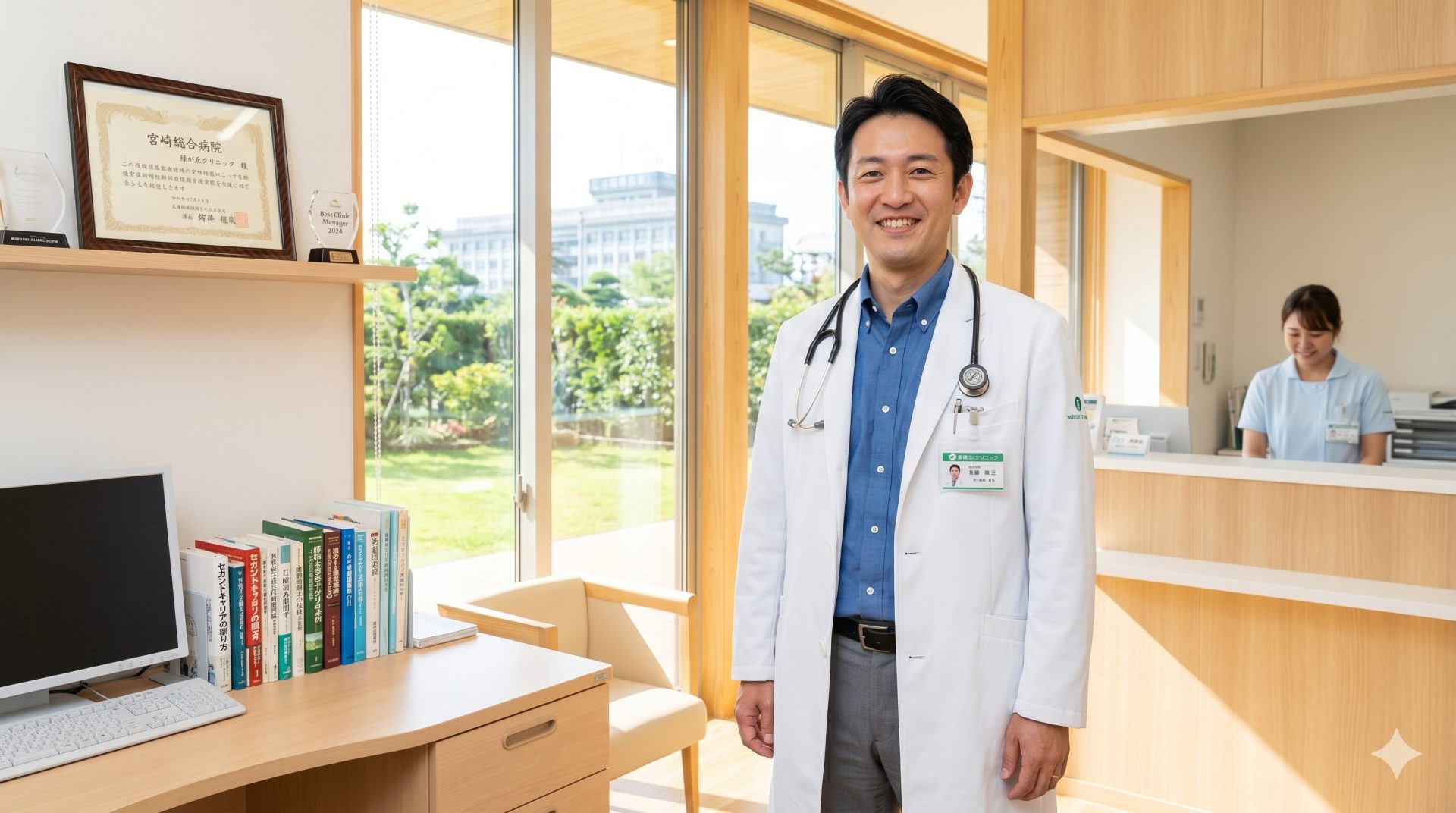 新しいキャリアで働く元外科医の明るいイメージ